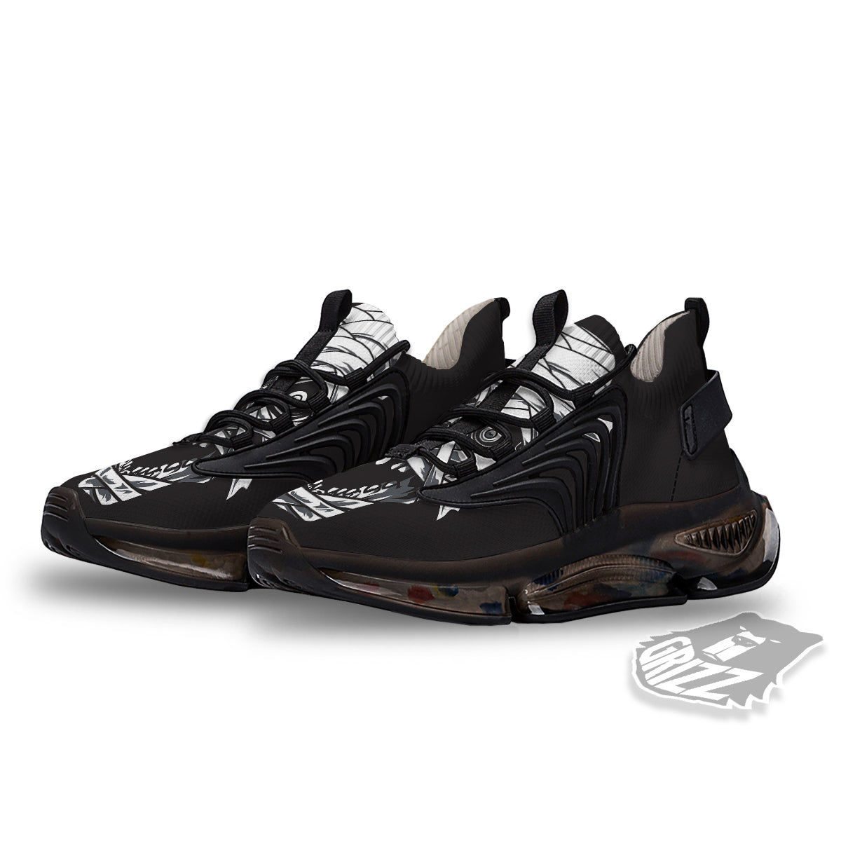 Mummy Head Print Black Gym Shoes-grizzshop