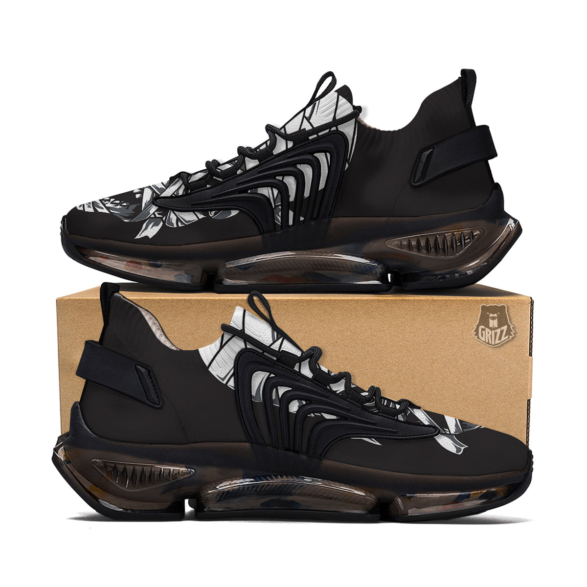 Mummy Head Print Black Gym Shoes-grizzshop