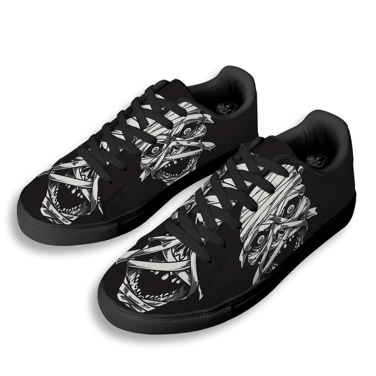 Mummy Head Print Black Low Top Sneakers-grizzshop