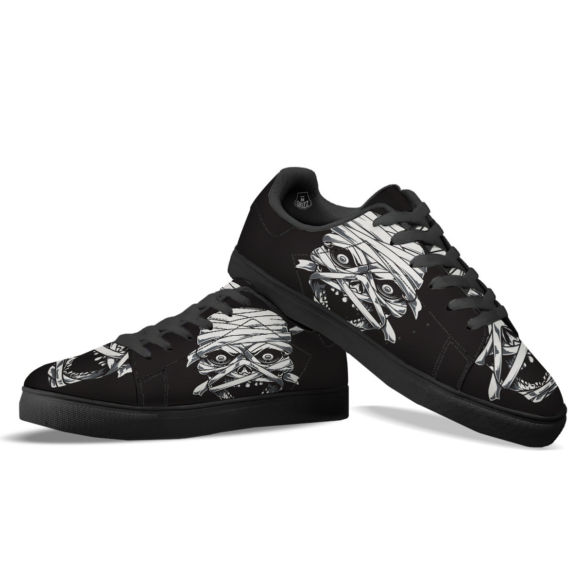 Mummy Head Print Black Low Top Sneakers-grizzshop