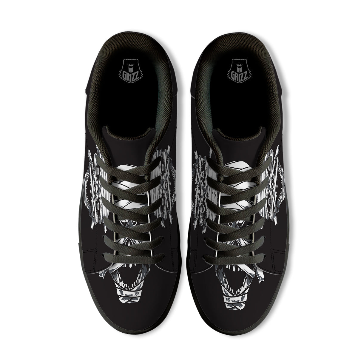 Mummy Head Print Black Low Top Sneakers-grizzshop