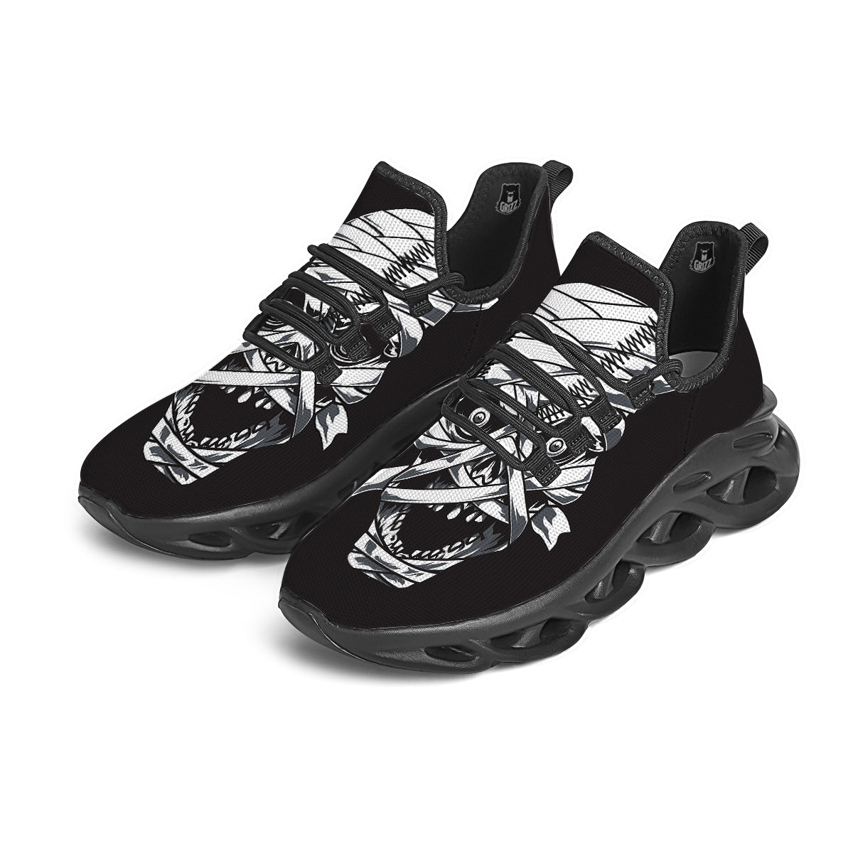 Mummy Head Print Black Running Shoes-grizzshop