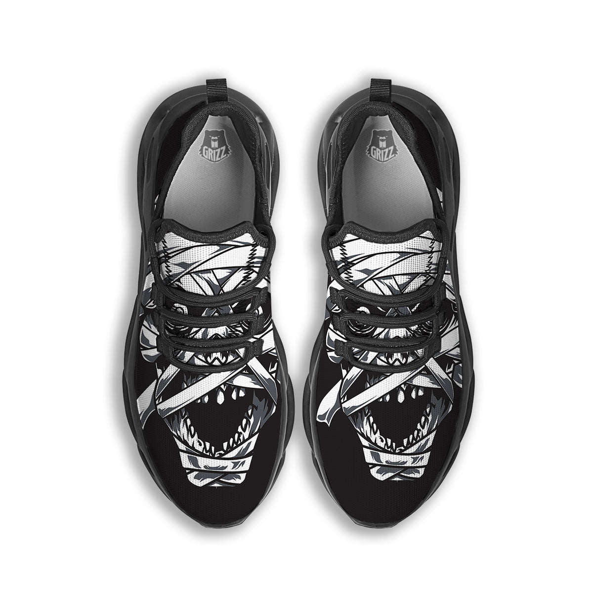 Mummy Head Print Black Running Shoes-grizzshop