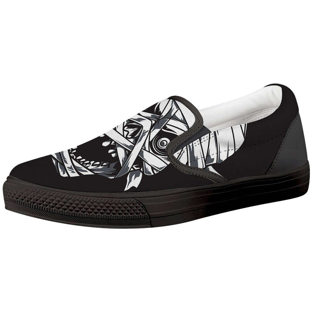 Mummy Head Print Black Slip On Shoes-grizzshop