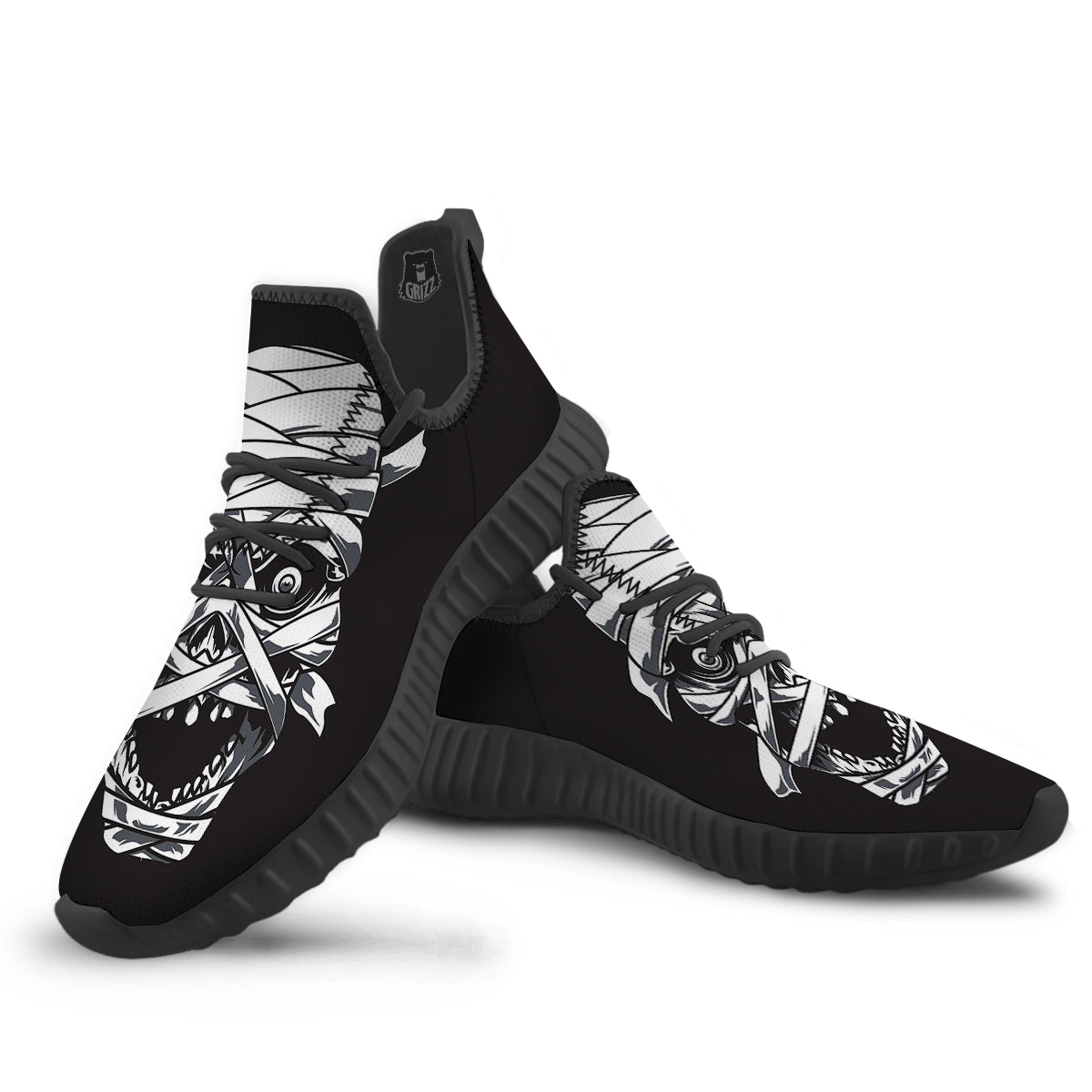 Mummy Head Print Black Walking Shoes-grizzshop