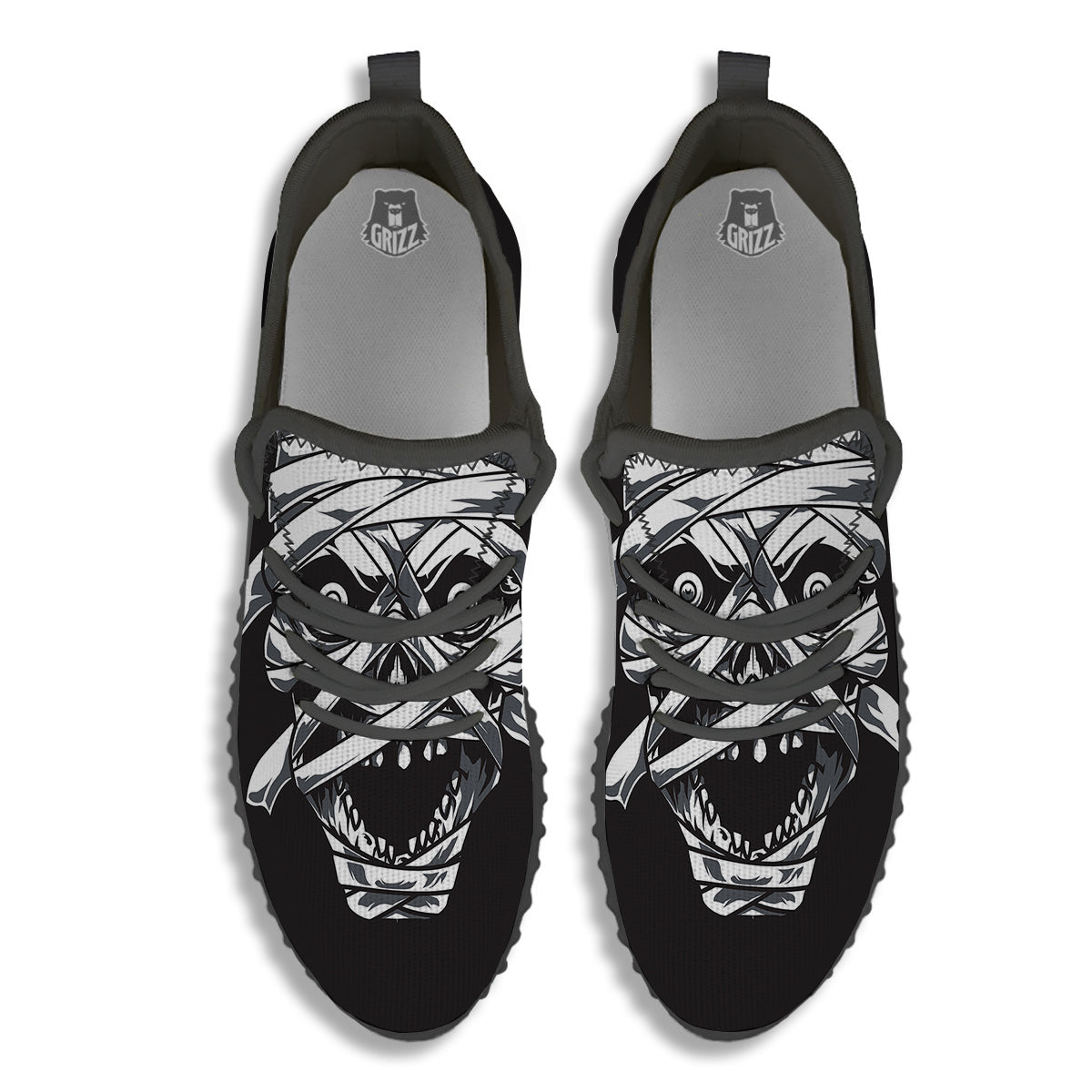 Mummy Head Print Black Walking Shoes-grizzshop