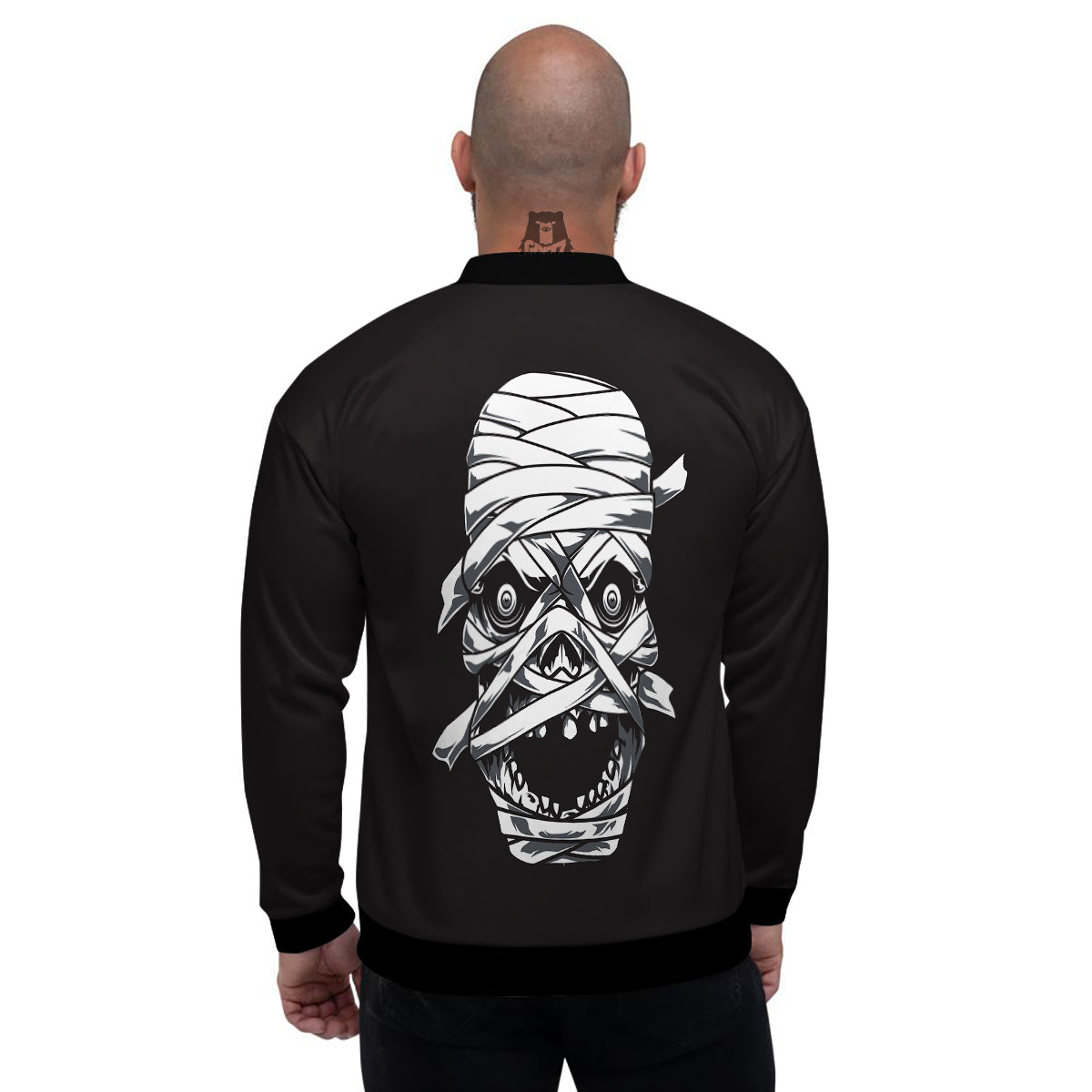 Mummy Head Print Men's Bomber Jacket-grizzshop