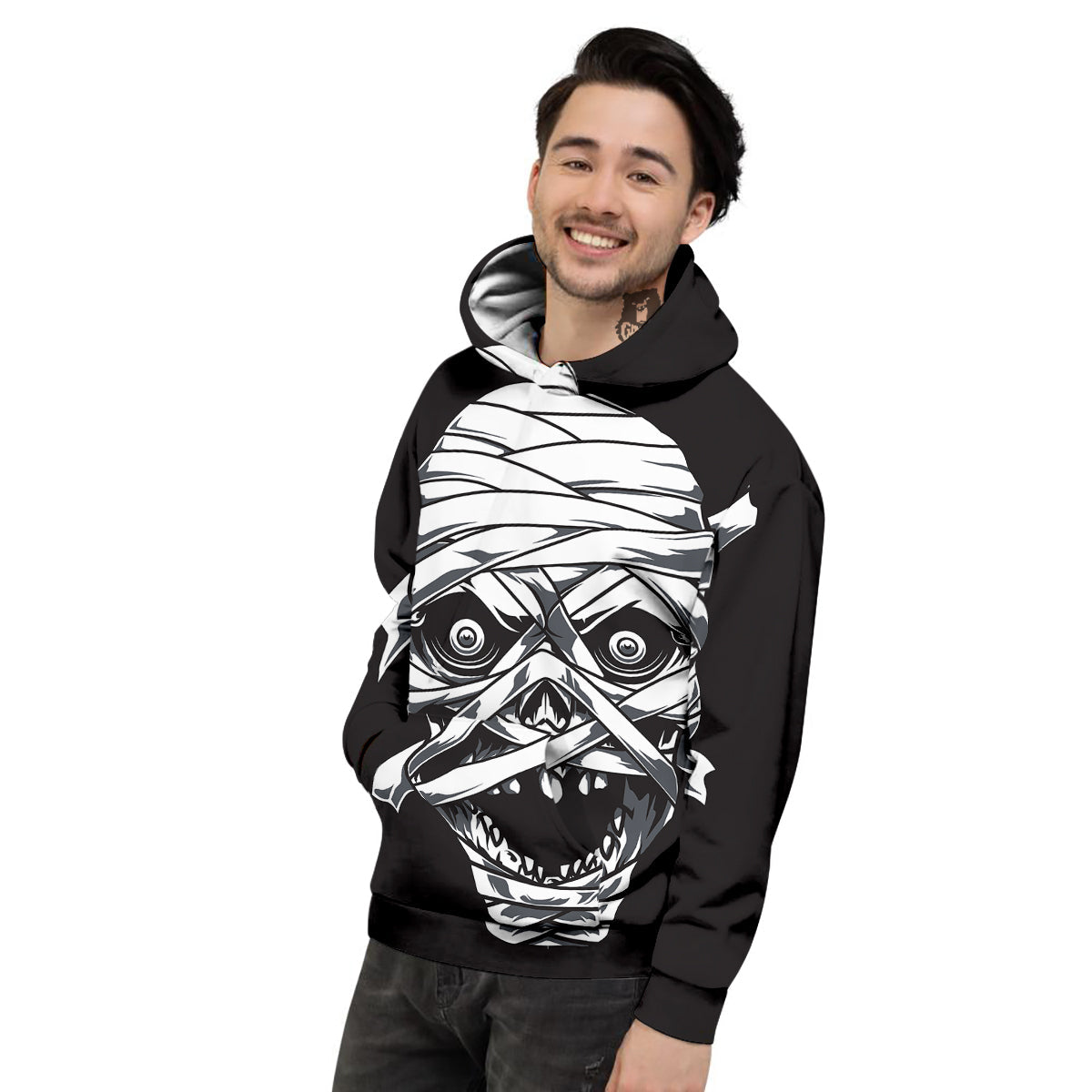 Mummy Head Print Men's Hoodie-grizzshop