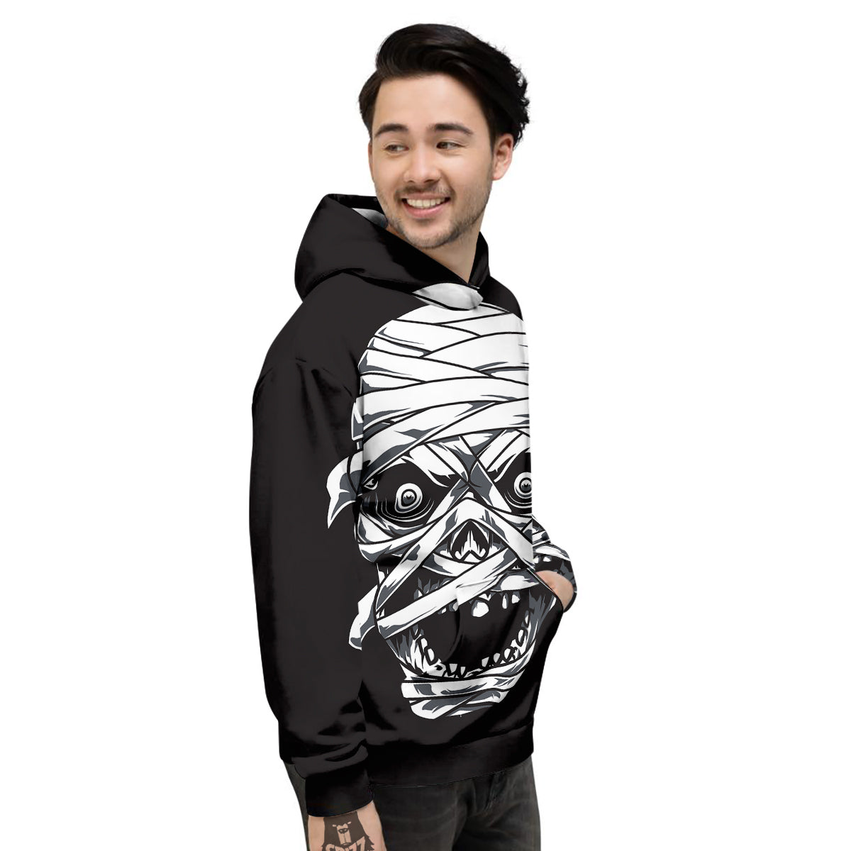 Mummy Head Print Men's Hoodie-grizzshop