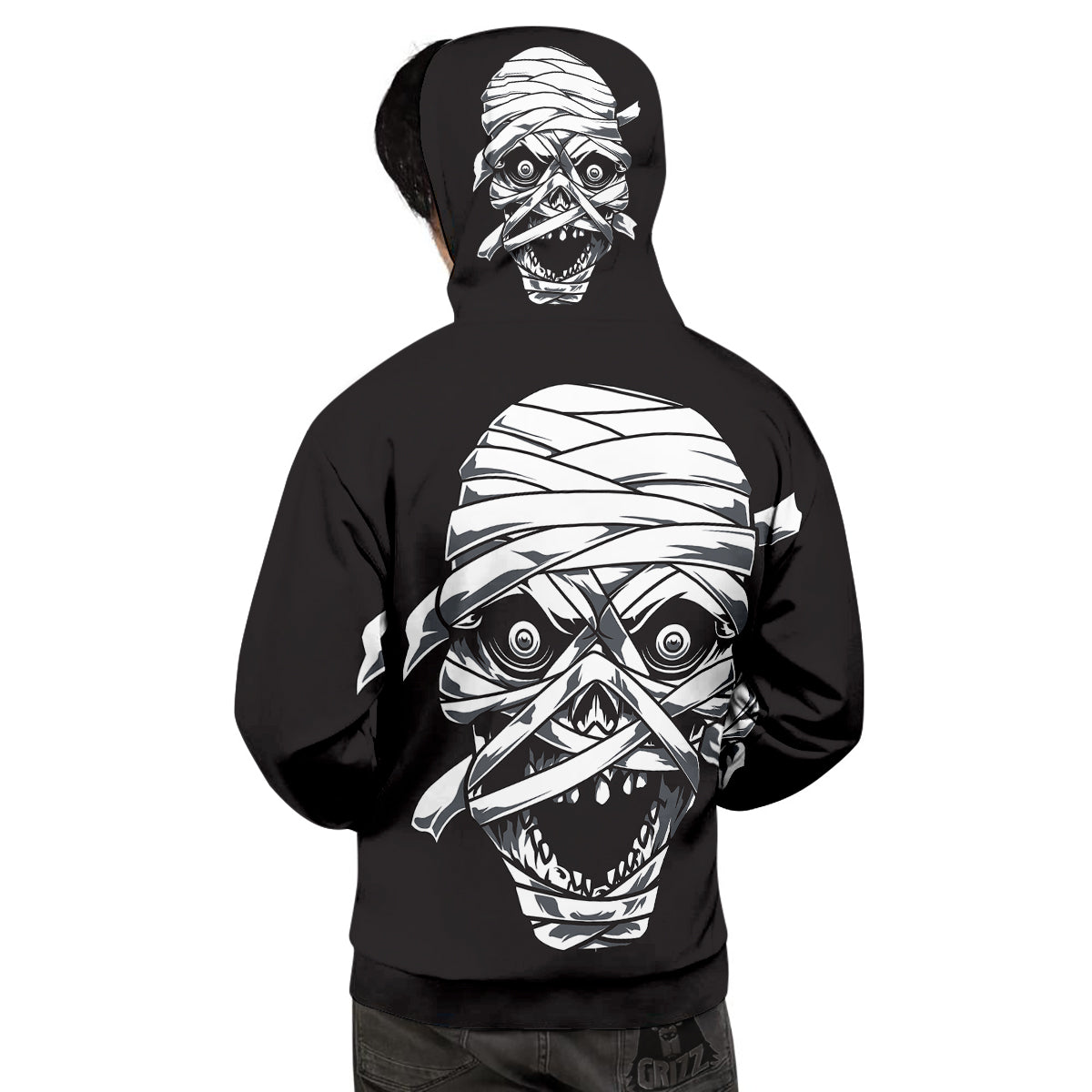 Mummy Head Print Men's Hoodie-grizzshop