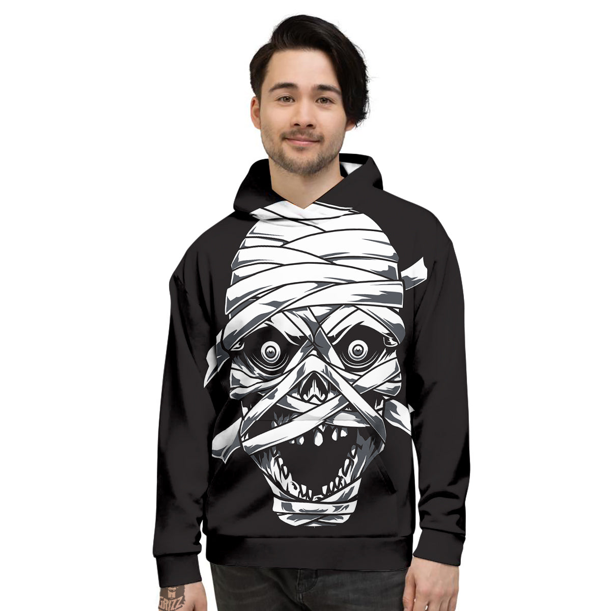 Mummy Head Print Men's Hoodie-grizzshop
