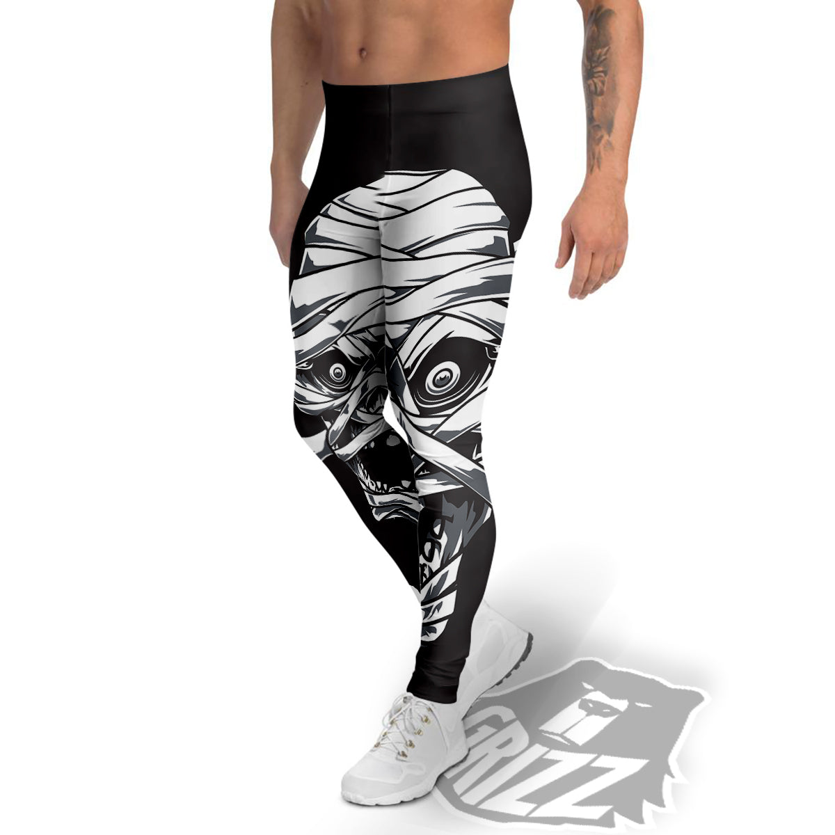 Mummy Head Print Men's Leggings-grizzshop