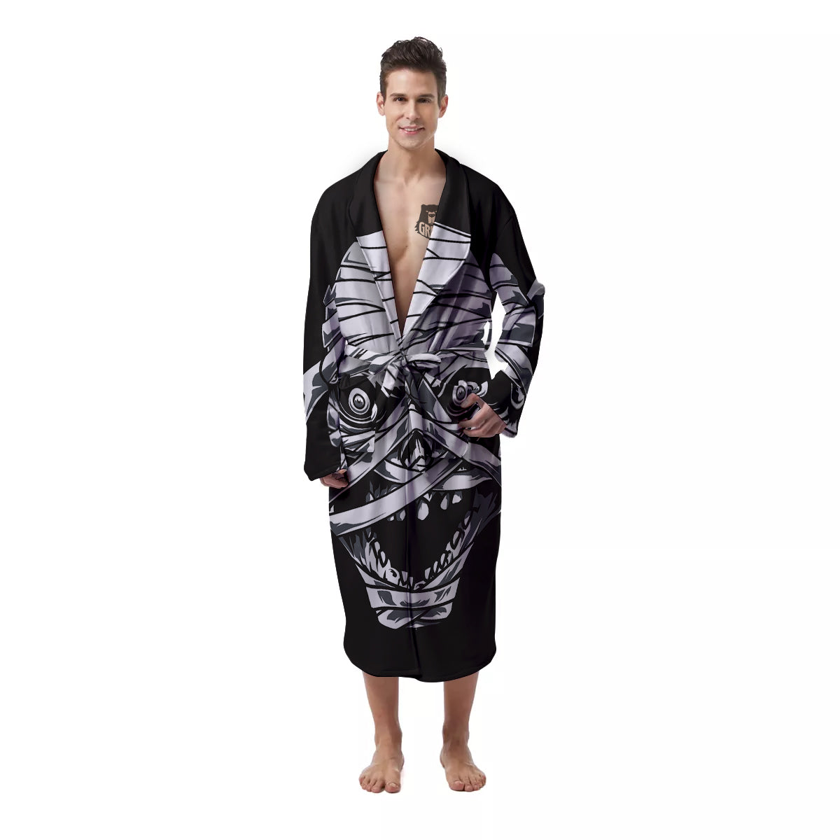 Mummy Head Print Men's Robe-grizzshop