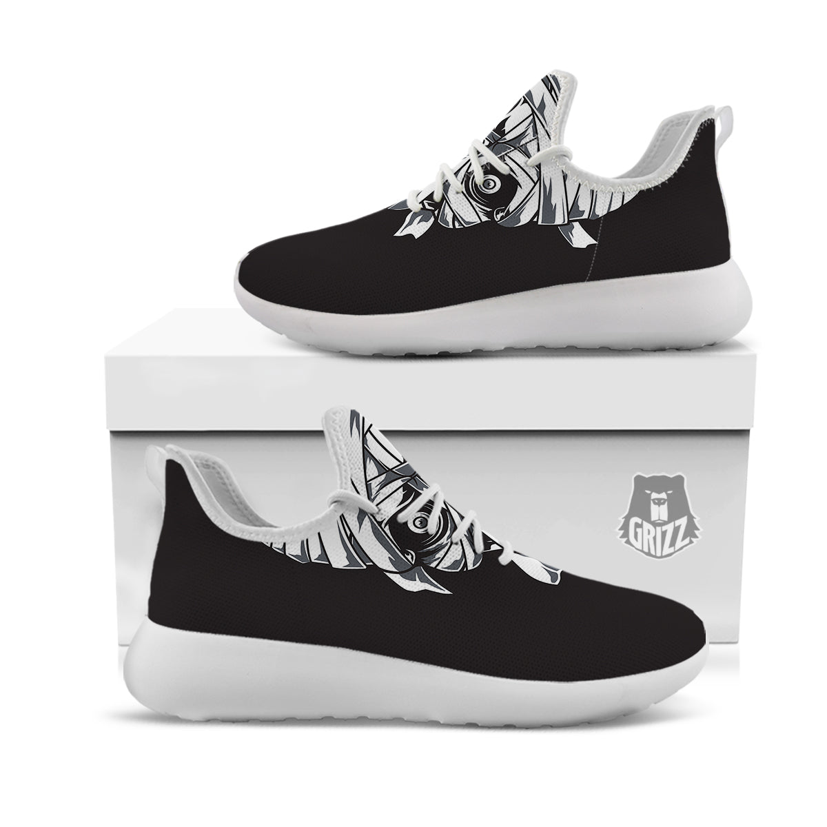 Mummy Head Print White Athletic Shoes-grizzshop