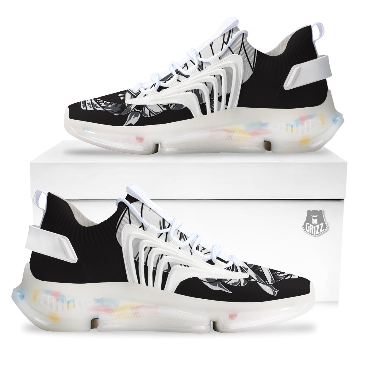 Mummy Head Print White Gym Shoes-grizzshop