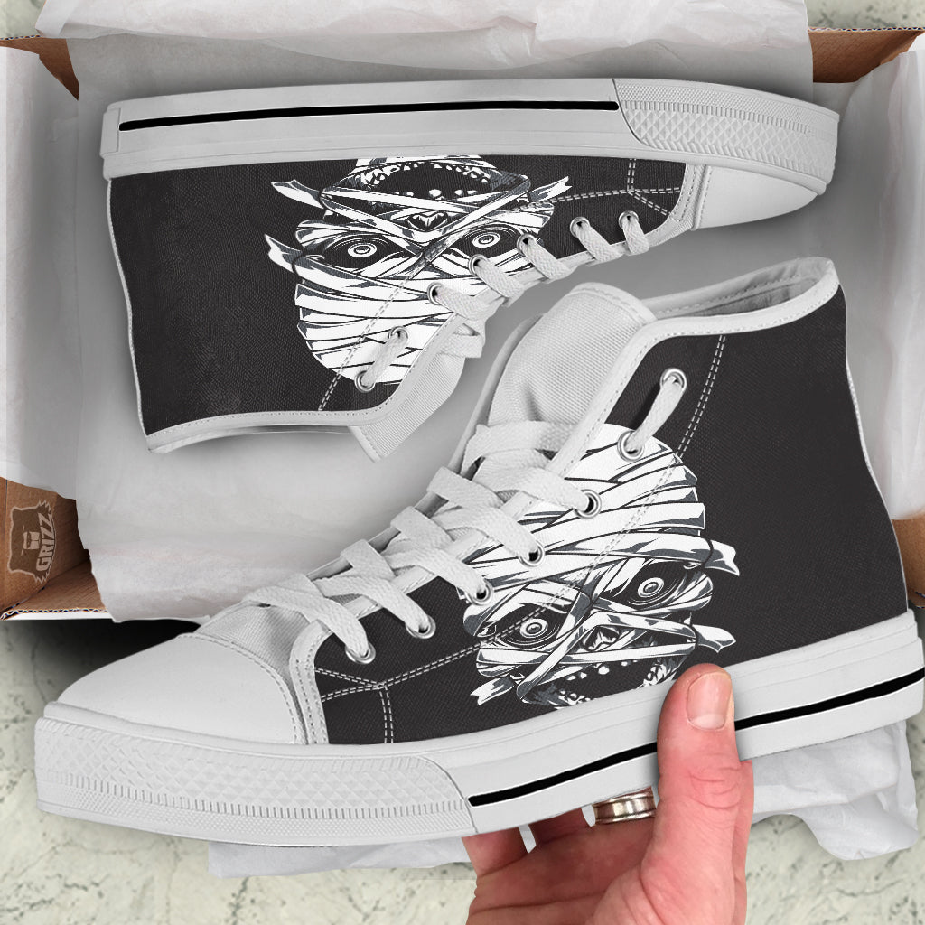 Mummy Head Print White High Top Shoes-grizzshop