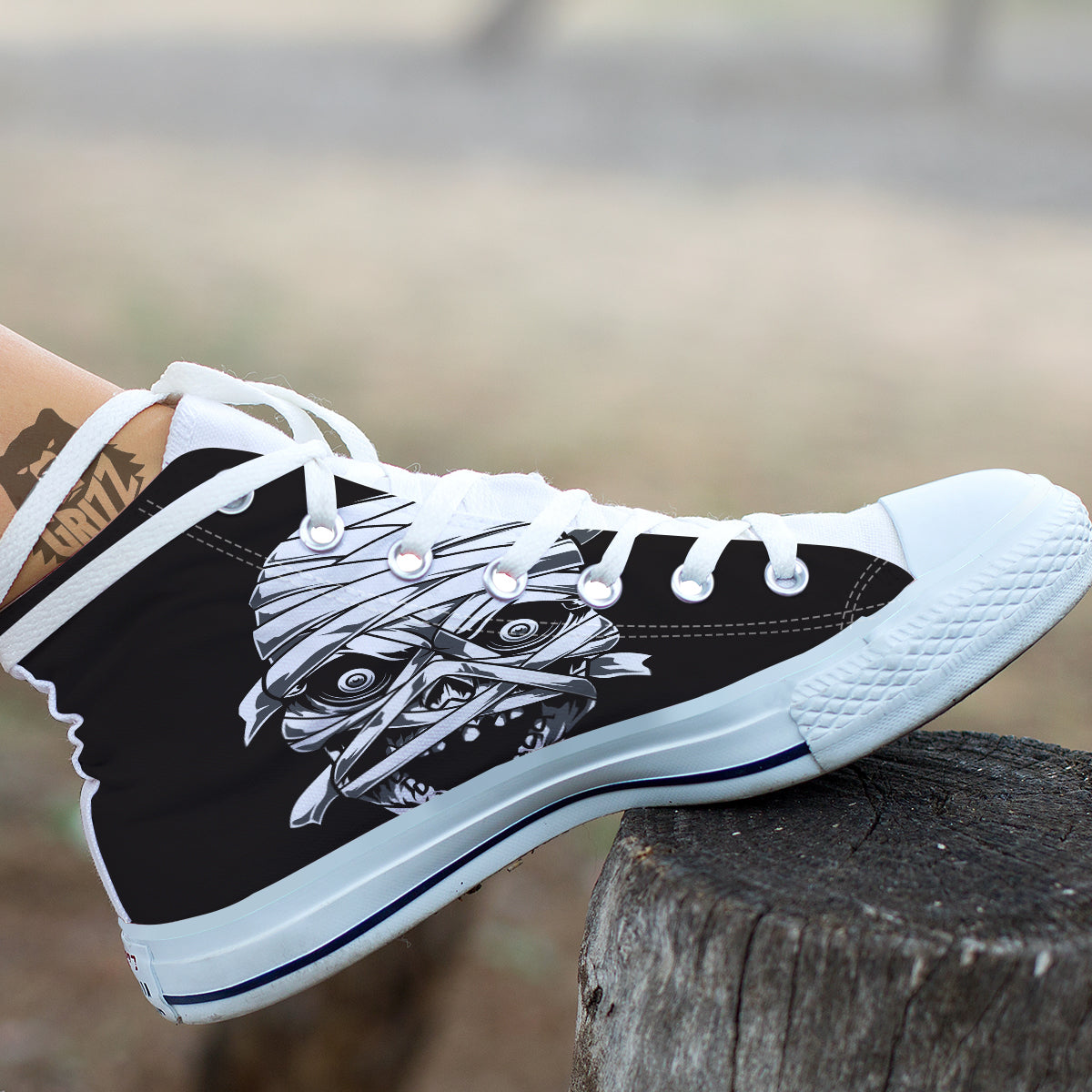 Mummy Head Print White High Top Shoes-grizzshop