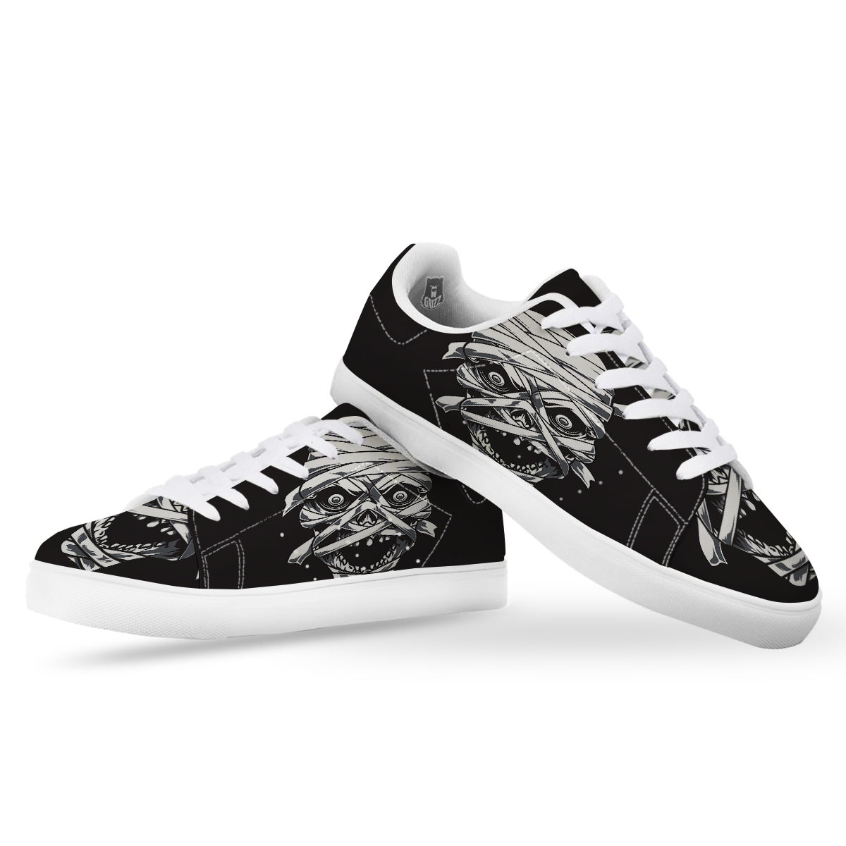 Mummy Head Print White Low Top Sneakers-grizzshop