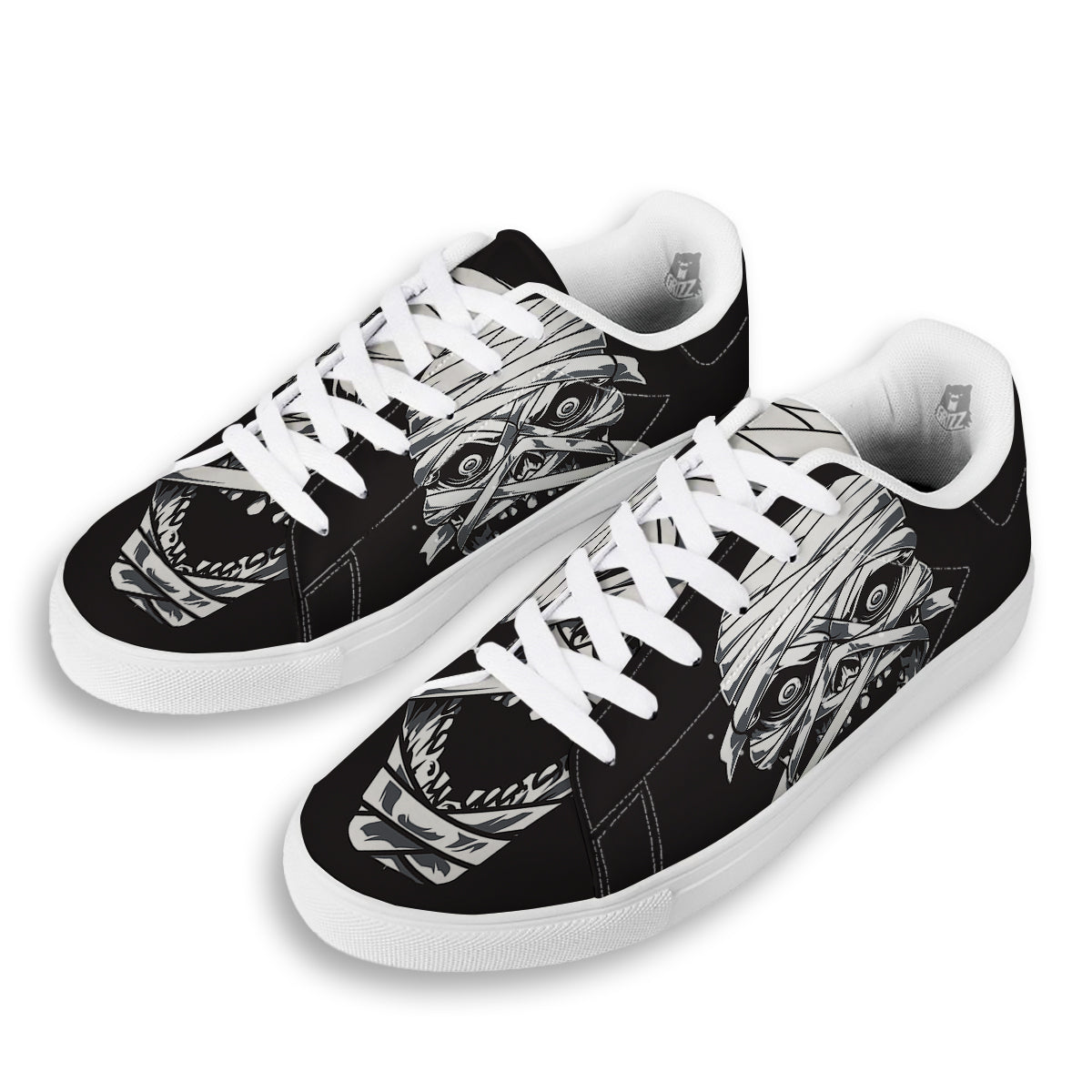 Mummy Head Print White Low Top Sneakers-grizzshop