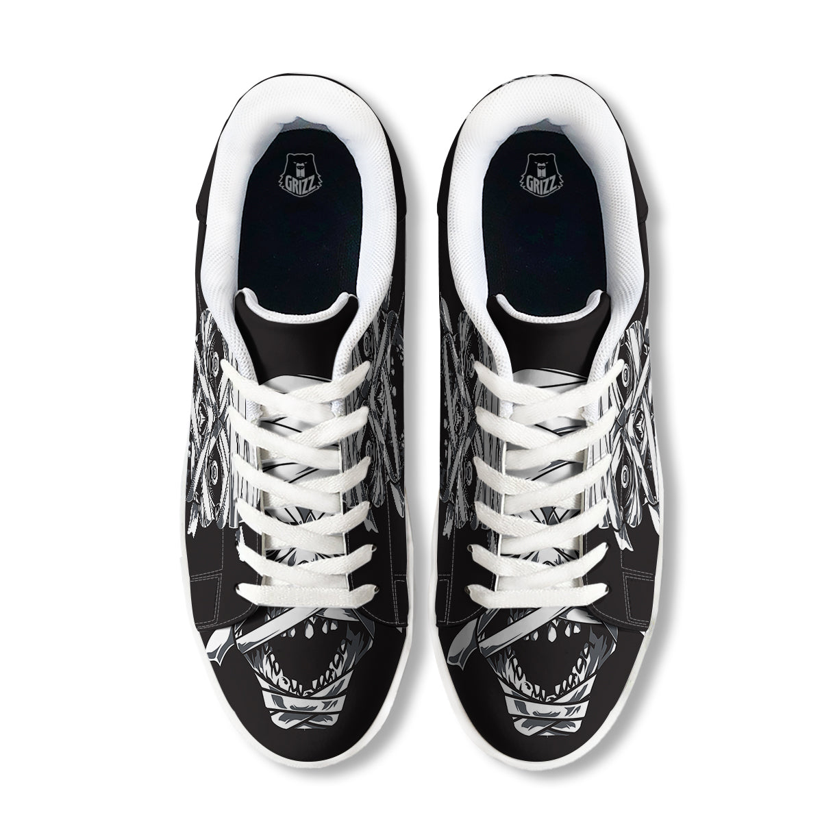 Mummy Head Print White Low Top Sneakers-grizzshop