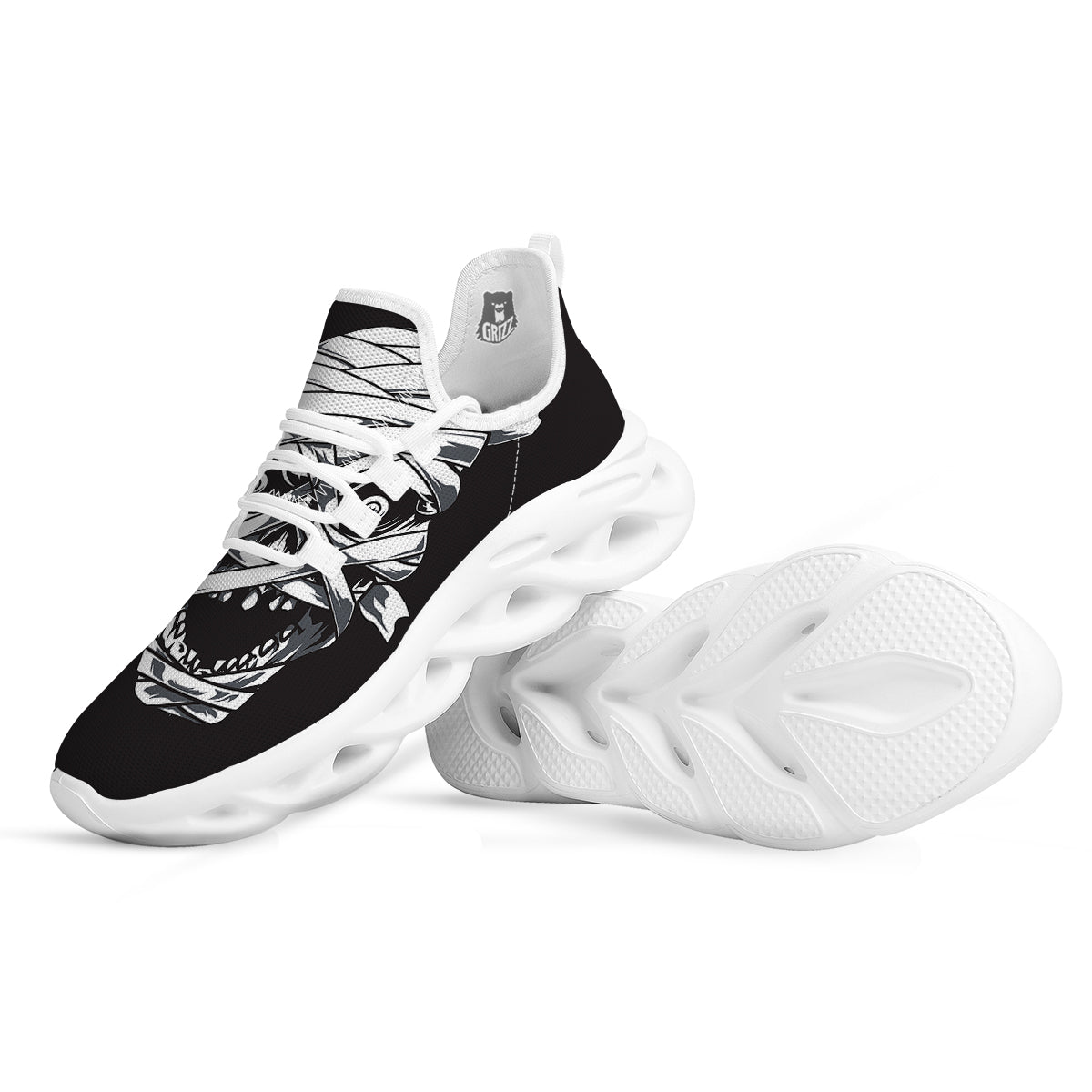 Mummy Head Print White Running Shoes-grizzshop