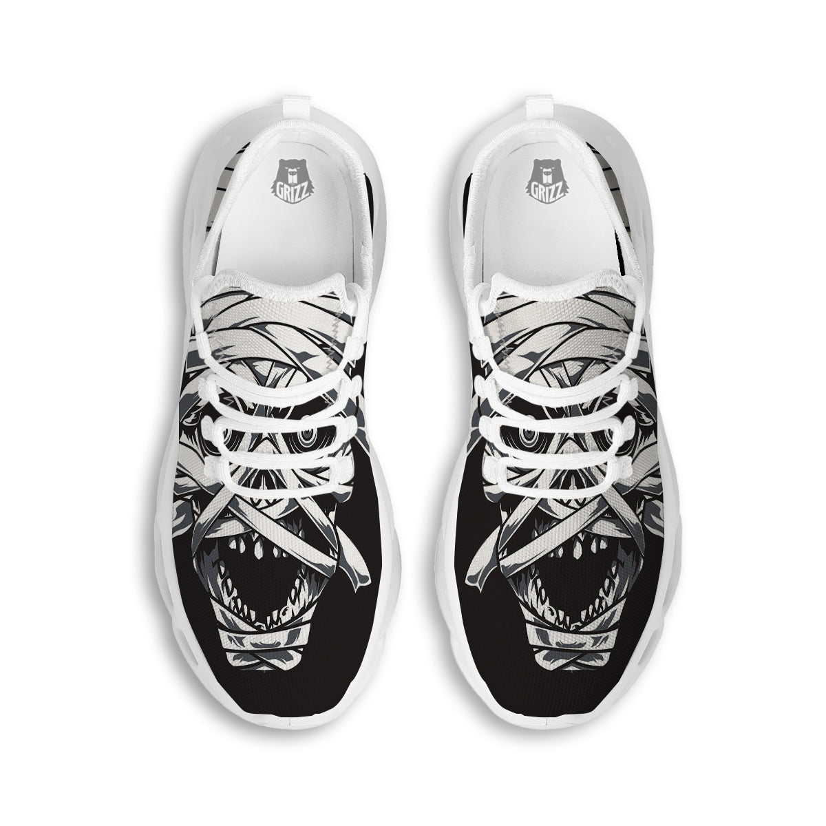 Mummy Head Print White Running Shoes-grizzshop