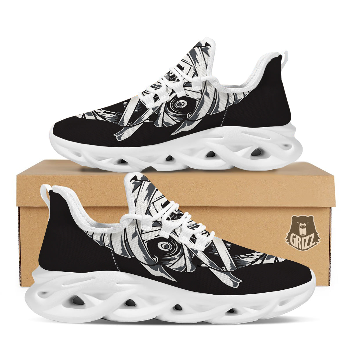 Mummy Head Print White Running Shoes-grizzshop
