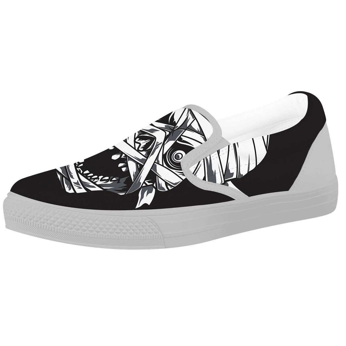 Mummy Head Print White Slip On Shoes-grizzshop
