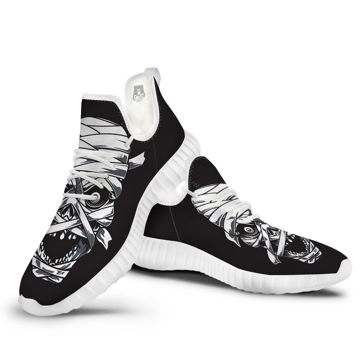Mummy Head Print White Walking Shoes-grizzshop