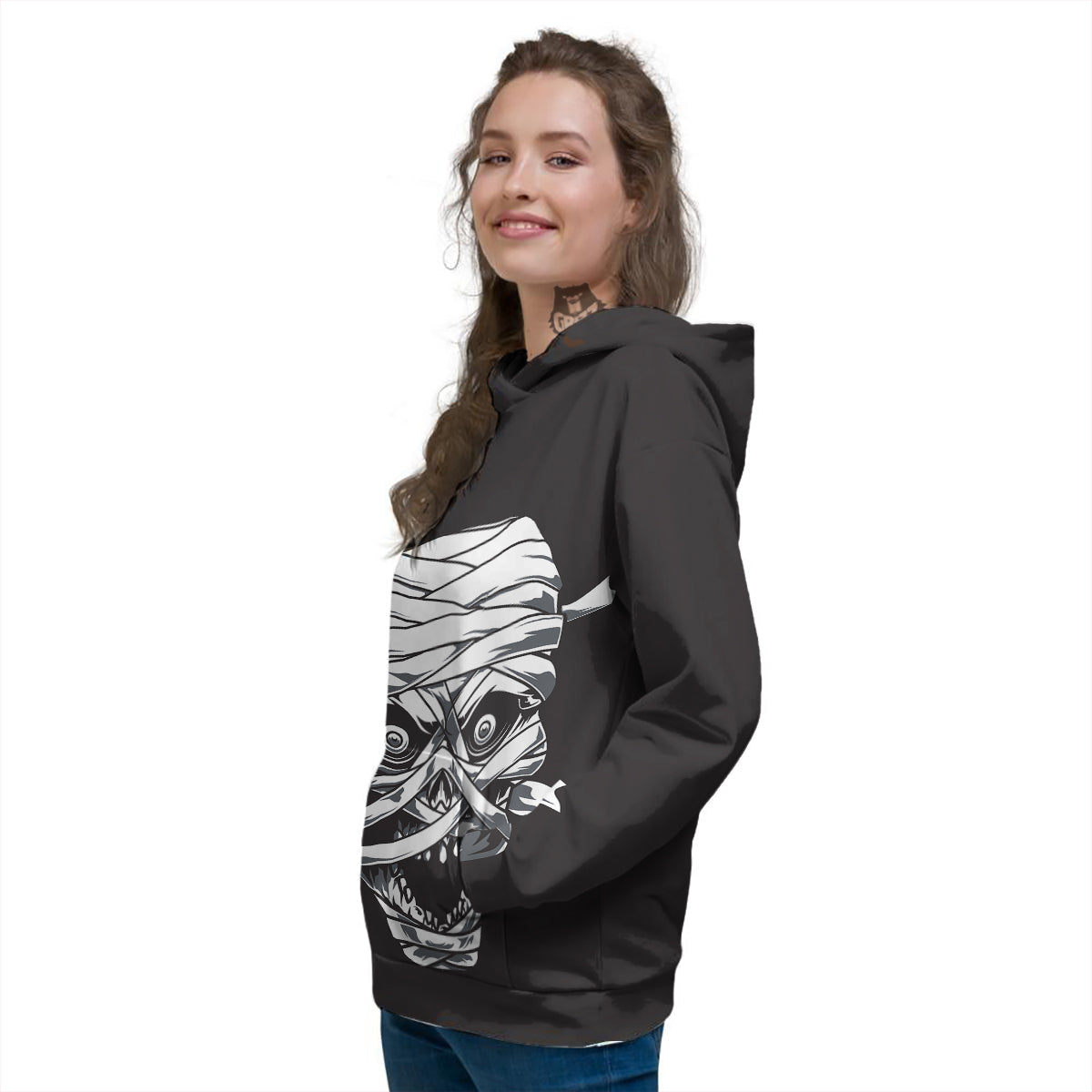 Mummy Head Print Women's Hoodie-grizzshop