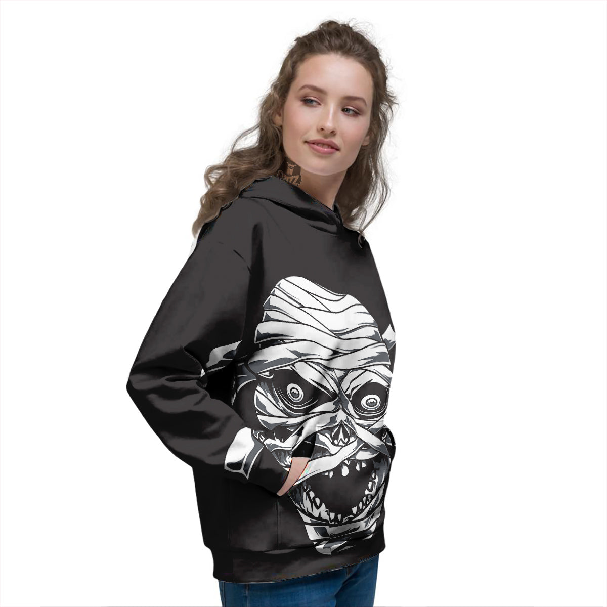 Mummy Head Print Women's Hoodie-grizzshop