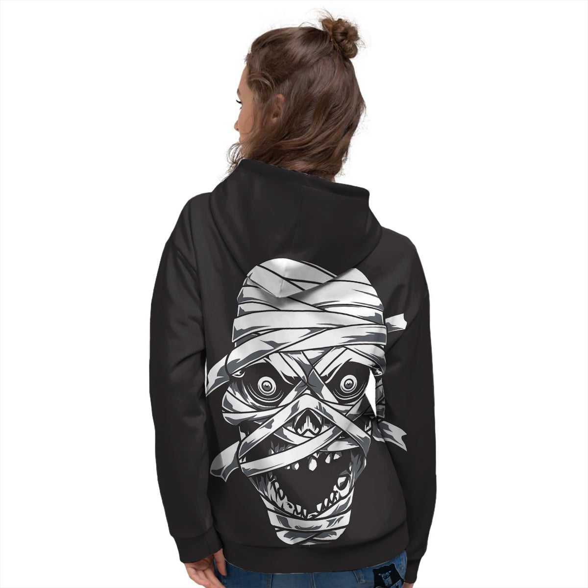 Mummy Head Print Women's Hoodie-grizzshop
