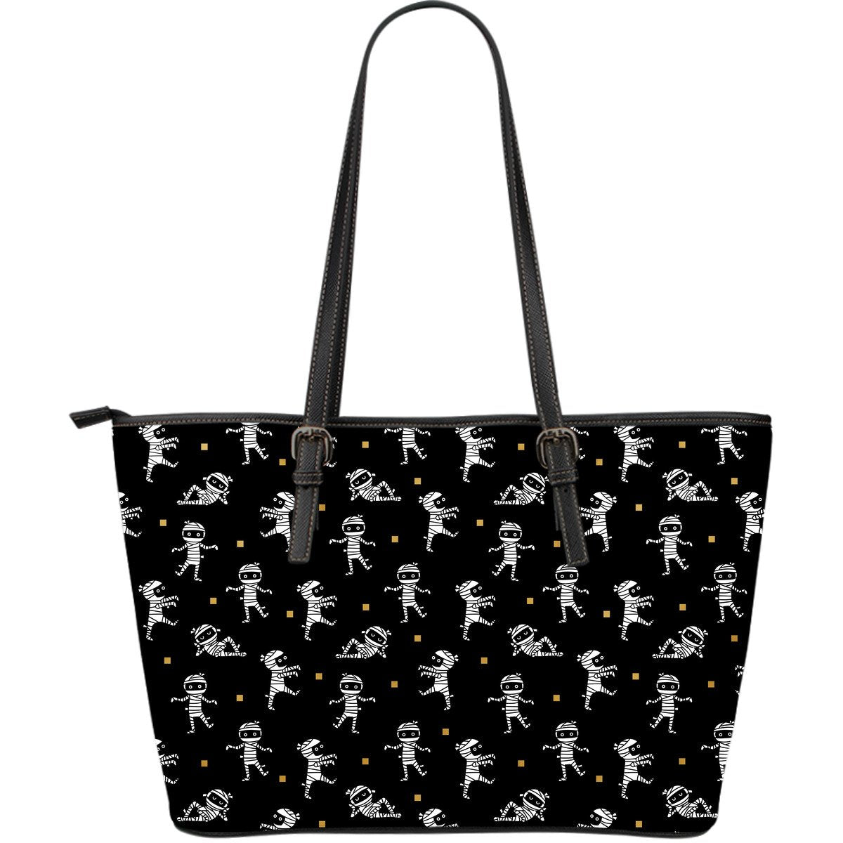 Mummy Pattern Print Leather Tote Bag-grizzshop