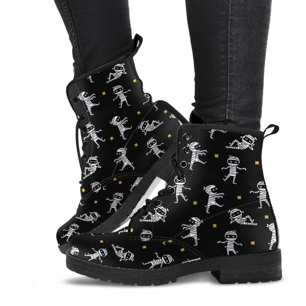 Mummy Pattern Print Men Women Leather Boots-grizzshop
