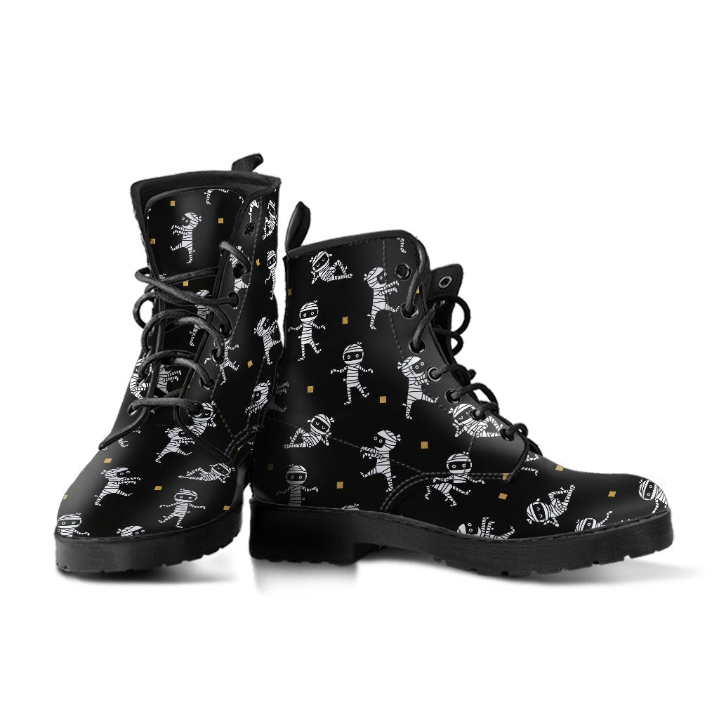 Mummy Pattern Print Men Women Leather Boots-grizzshop