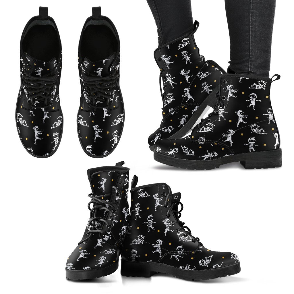 Mummy Pattern Print Men Women Leather Boots-grizzshop