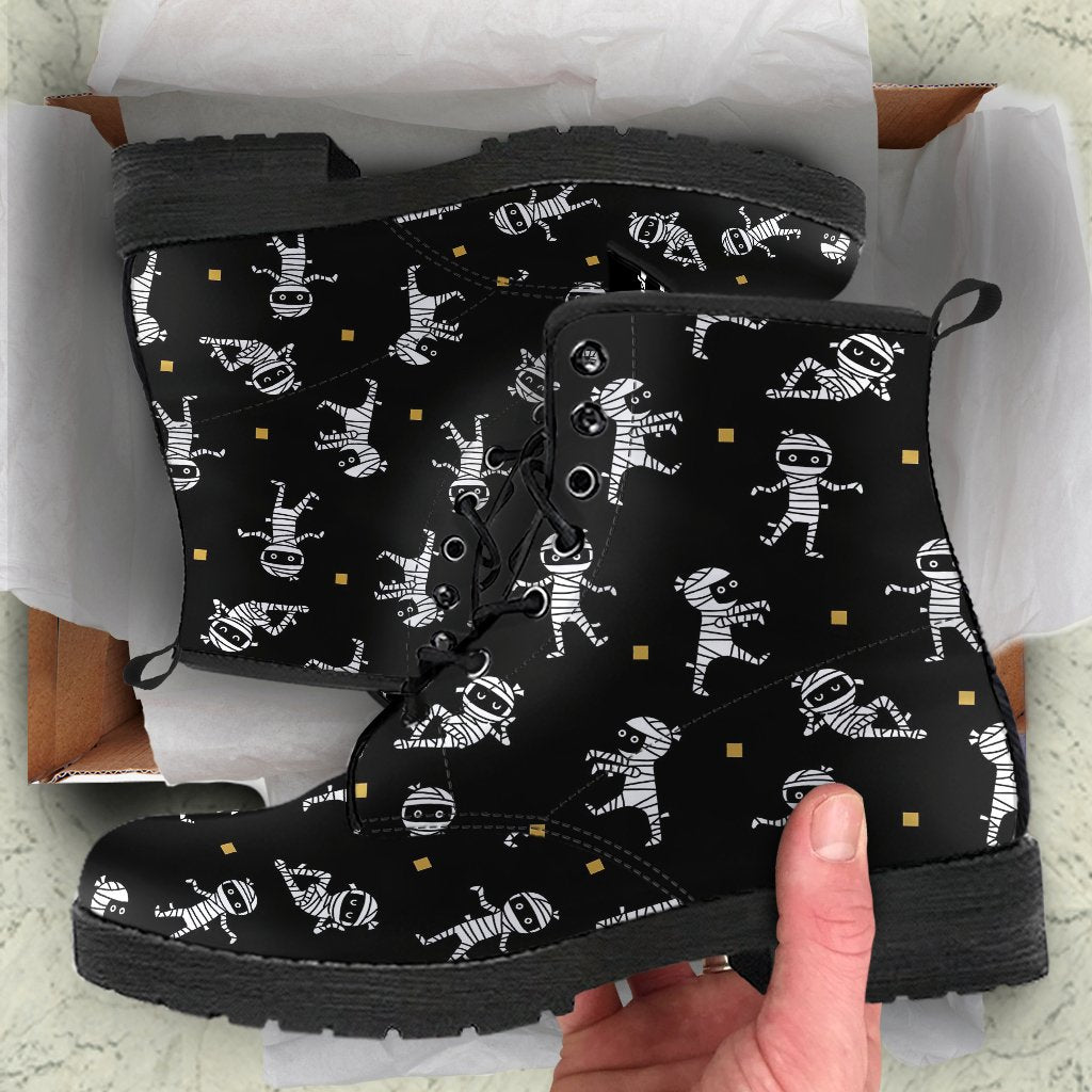 Mummy Pattern Print Men Women Leather Boots-grizzshop