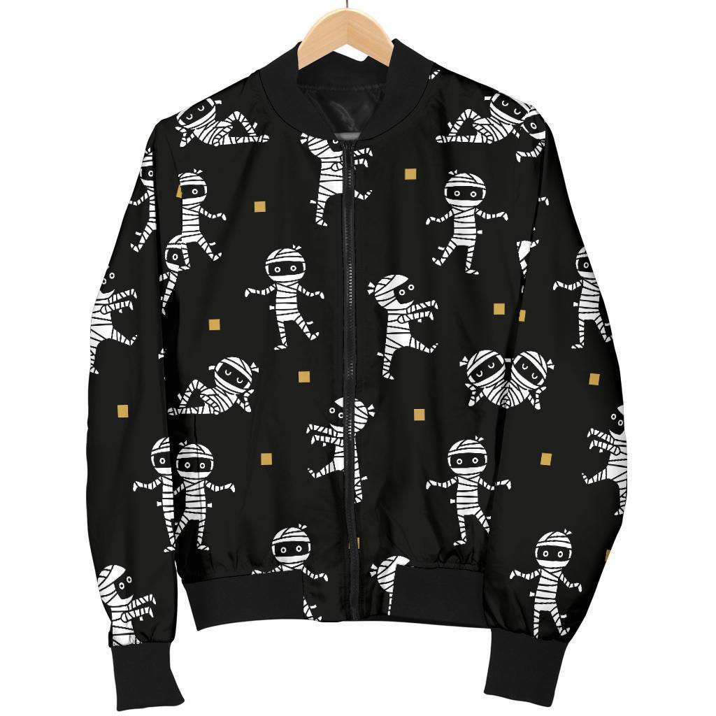 Mummy Pattern Print Women Casual Bomber Jacket-grizzshop