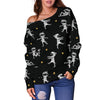 Mummy Pattern Print Women Off Shoulder Sweatshirt-grizzshop