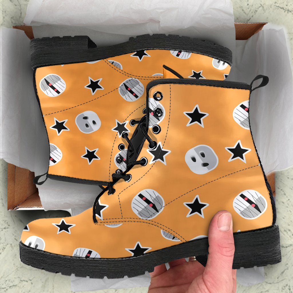 Mummy Print Pattern Men Women Leather Boots-grizzshop
