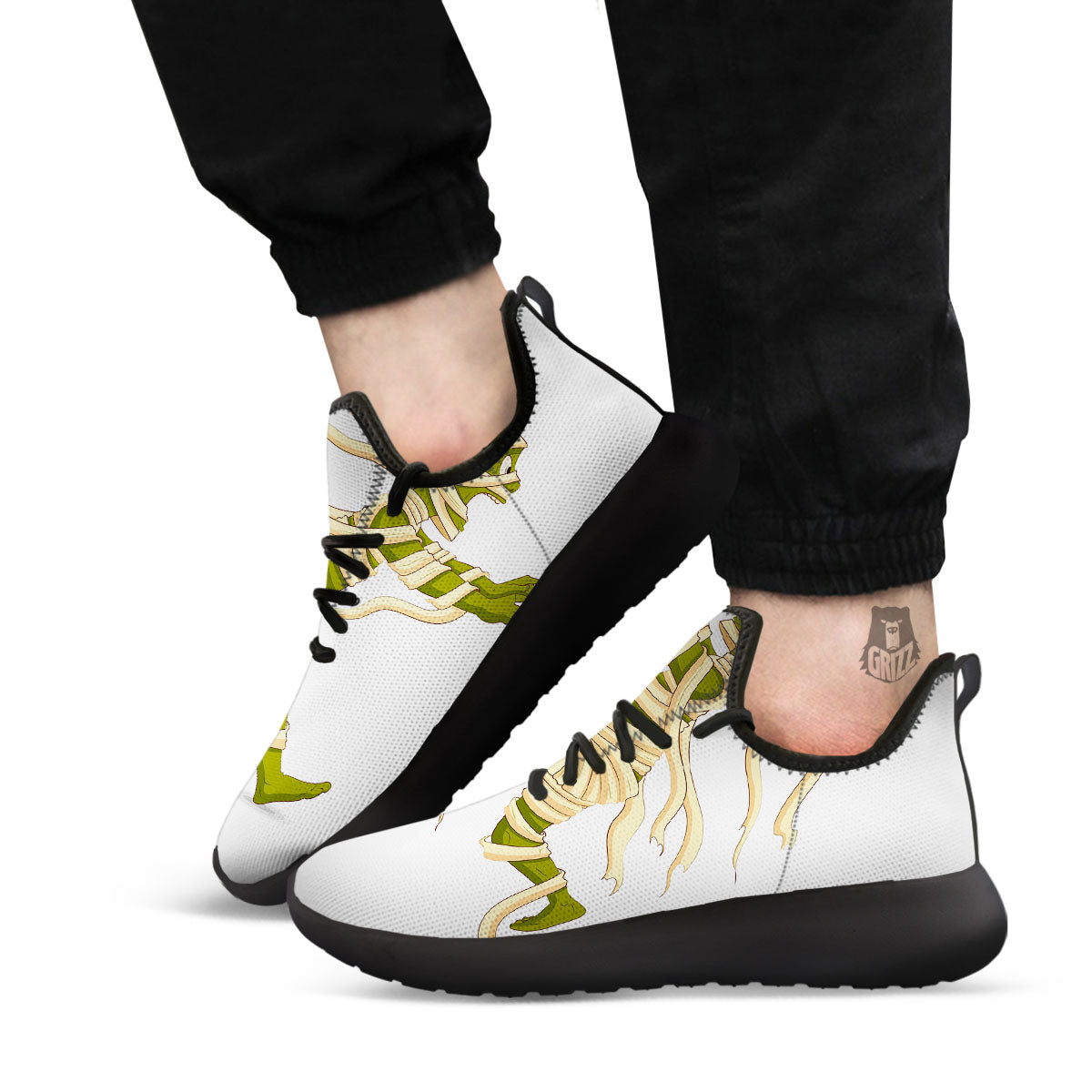 Mummy Running Print Black Athletic Shoes-grizzshop