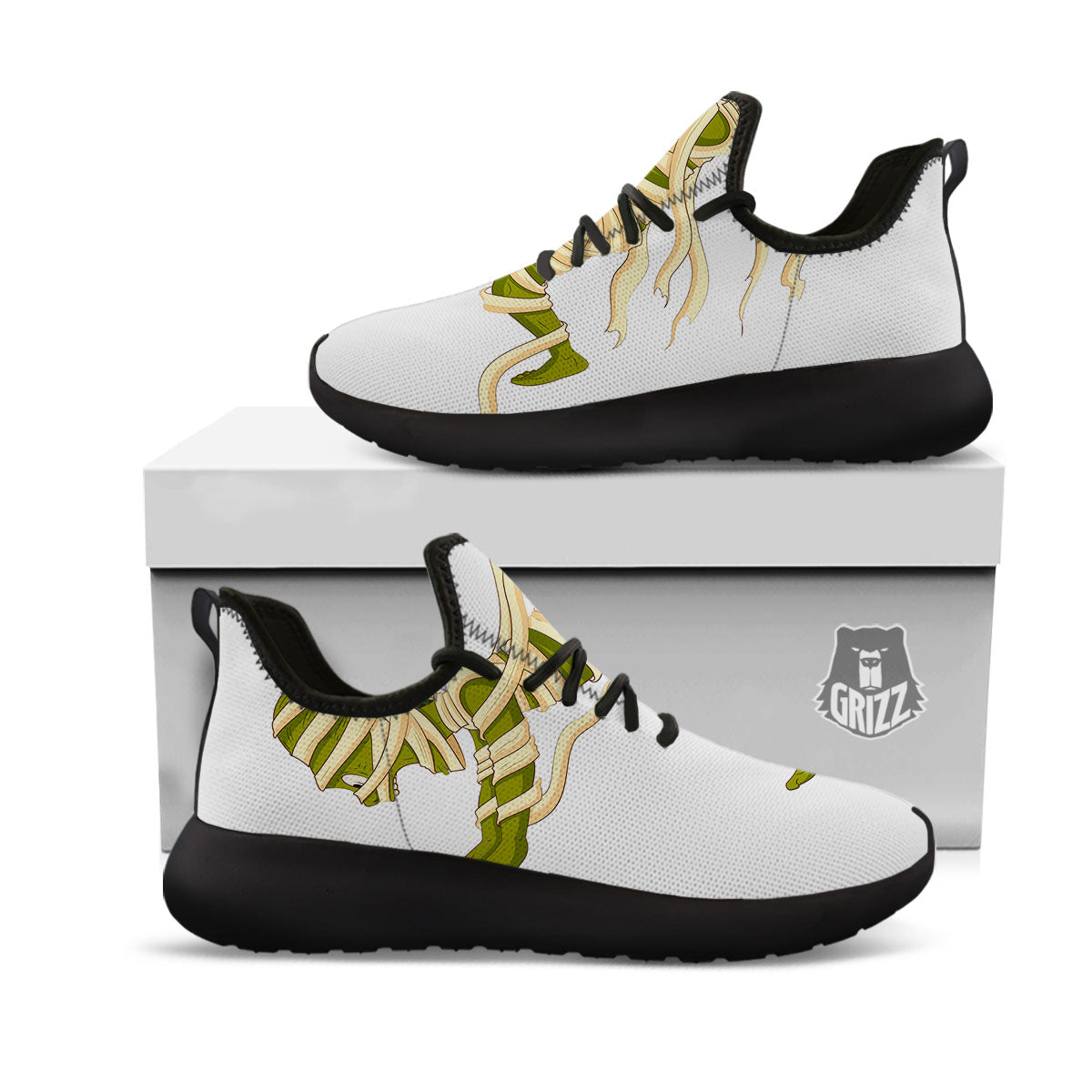 Mummy Running Print Black Athletic Shoes-grizzshop