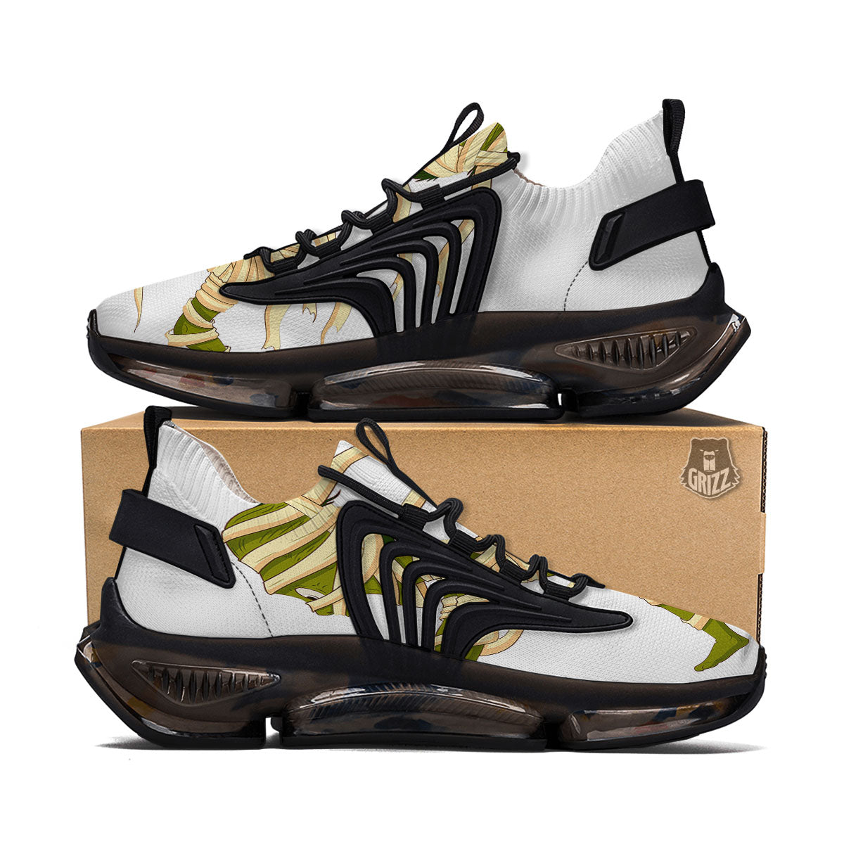 Mummy Running Print Black Gym Shoes-grizzshop