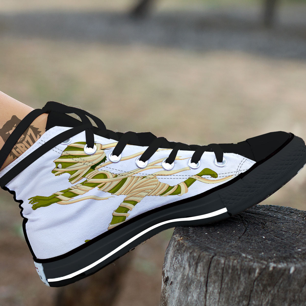 Mummy Running Print Black High Top Shoes-grizzshop
