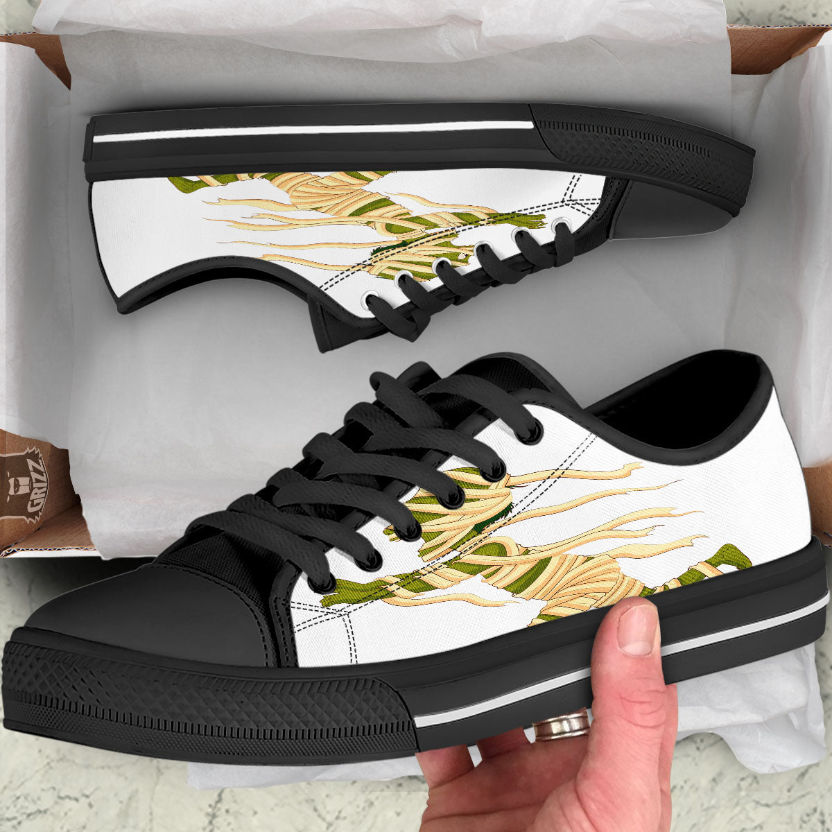 Mummy Running Print Black Low Top Shoes-grizzshop
