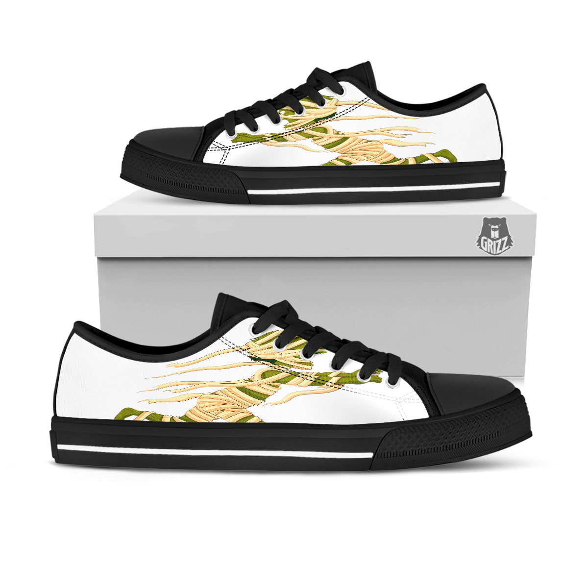 Mummy Running Print Black Low Top Shoes-grizzshop