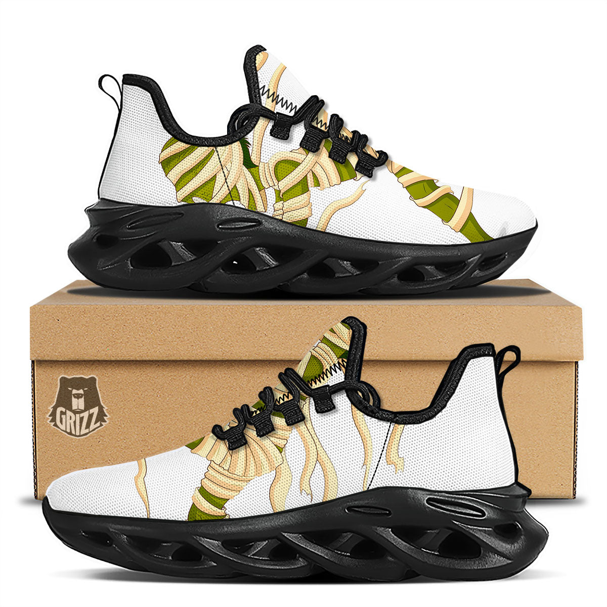 Mummy Running Print Black Running Shoes-grizzshop