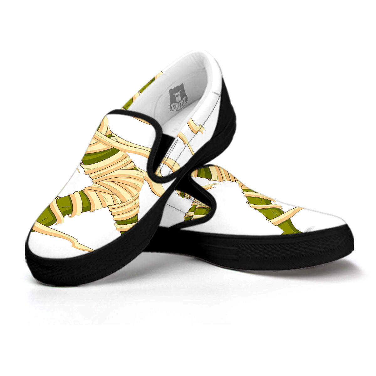 Mummy Running Print Black Slip On Shoes-grizzshop