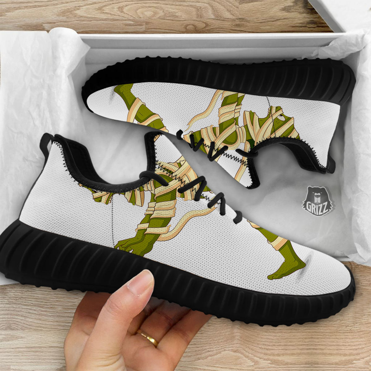 Mummy Running Print Black Walking Shoes-grizzshop