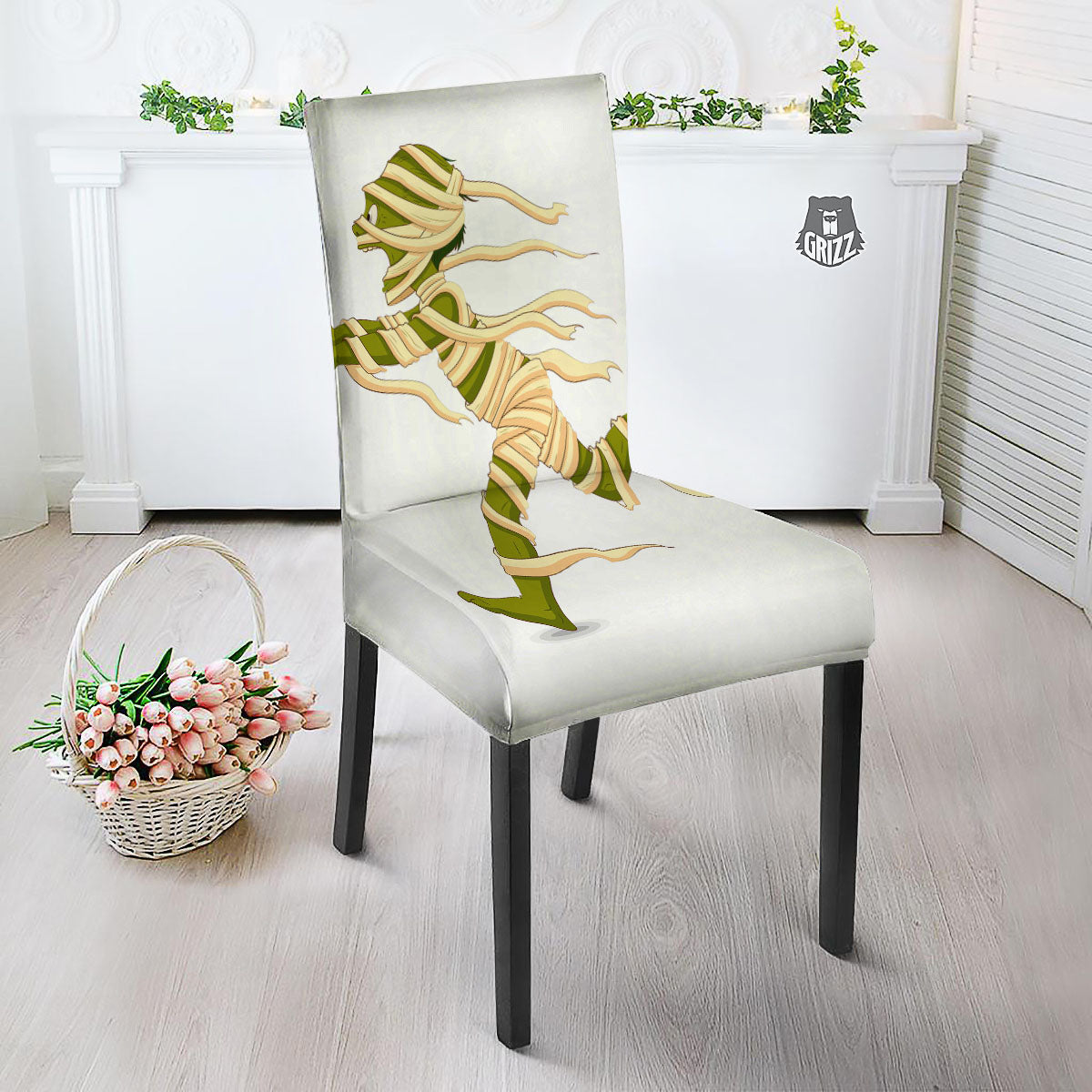 Mummy Running Print Dining Chair Slipcover-grizzshop